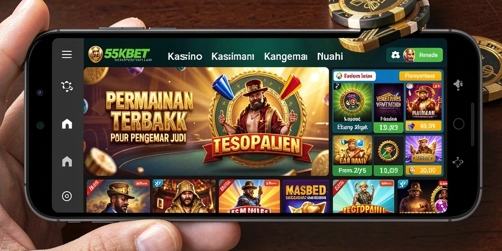 Screenshot utama 55KBET menampilkan gameplay Kasino yang seru dan menarik.