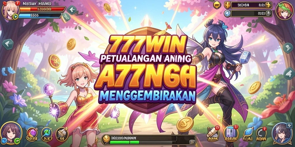 Tampilan gameplay 777WIN dengan karakter anime beraksi.