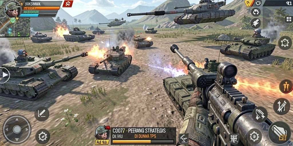 Tangkapan layar menampilkan aksi intens dalam gameplay TPS.