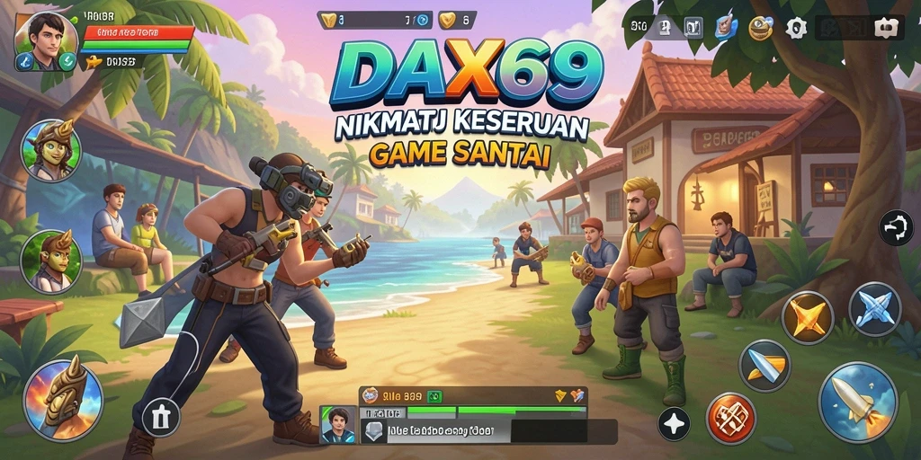Tampilan gameplay DAX69 yang ceria dan penuh warna.