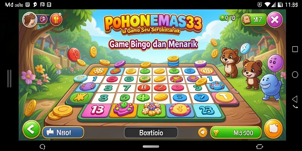 Screenshot gameplay POHONEMAS33 yang penuh warna dan seru.