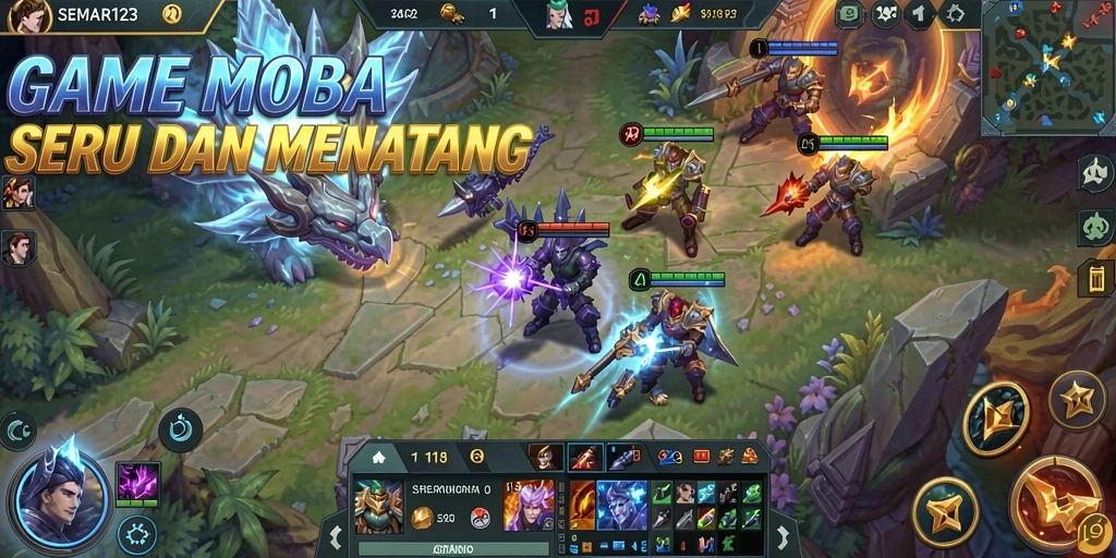 Screenshot gameplay SEMAR123 yang menampilkan pertarungan seru di arena.