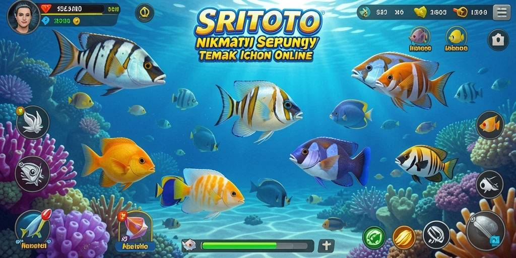 Screenshot gameplay SRITOTO menampilkan aksi menangkap ikan yang seru.