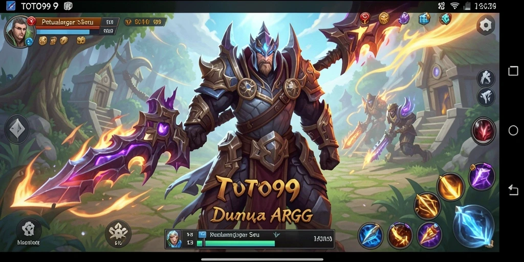 Screenshot TOTO99 menampilkan aksi pertempuran epik dalam dunia fantasi.