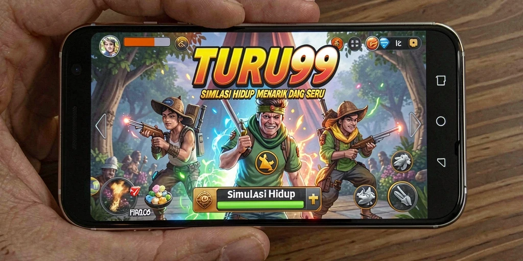 Tampilan gameplay <strong>TURU99</strong> yang penuh warna dan interaktif.