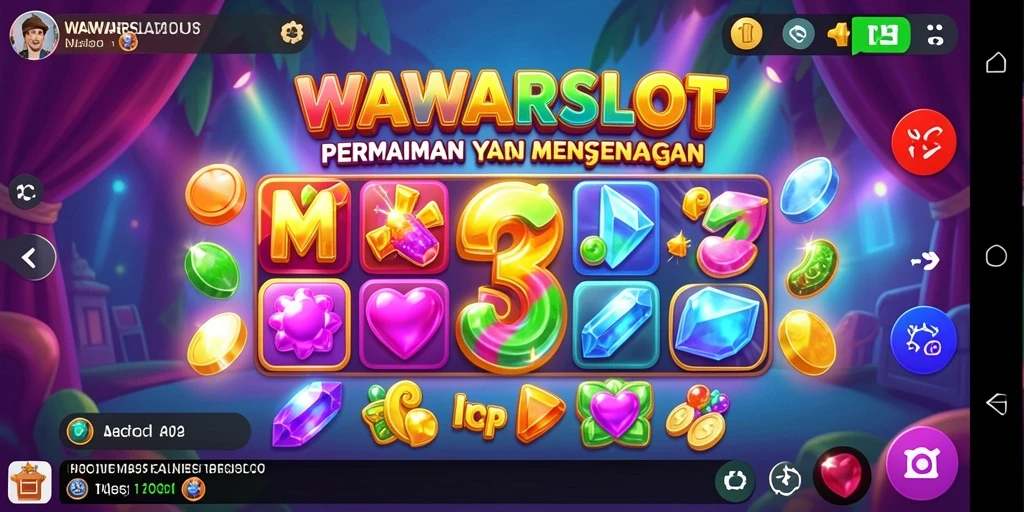 Screenshot gameplay WAWARSLOT menampilkan elemen gemerlap Match-3.
